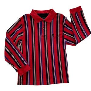 VTG 90’s Striped Polo Shirt Embroidered Sailboat Logo Long Sleeves Red Boys Size